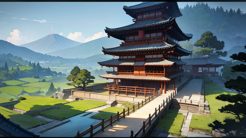 Large practice room,Wide practice grounds,China-style,Faraway view,Scene graph,Temple,Vector illustration,Professional illustration,acurate,high detal,电影灯光,Shinkai sincerely,HDR