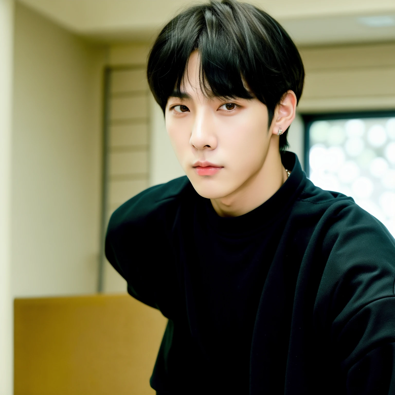 only one boy jungkook, Cai Xukun, Hyung Tae, Taejune Kim, Kim Doyoung, Wan adorable cara coreana, 17 years - of thin face age, con el mismo peinado, con el pelo corto, boy has black hair, Jimin|swollen right eyelid, Yanjun Chengt, cute korean boy