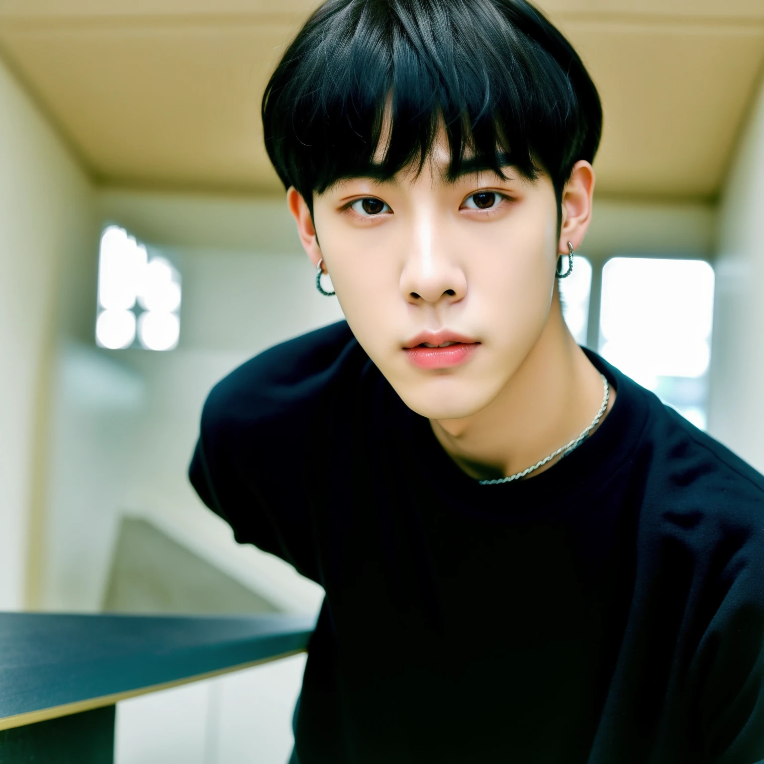 only one boy jungkook, Cai Xukun, Hyung Tae, Taejune Kim, Kim Doyoung, Wan adorable cara coreana, - of thin face age, con el mismo peinado, con el pelo corto, boy has black hair, Jimin|swollen right eyelid, Yanjun Chengt, cute korean boy