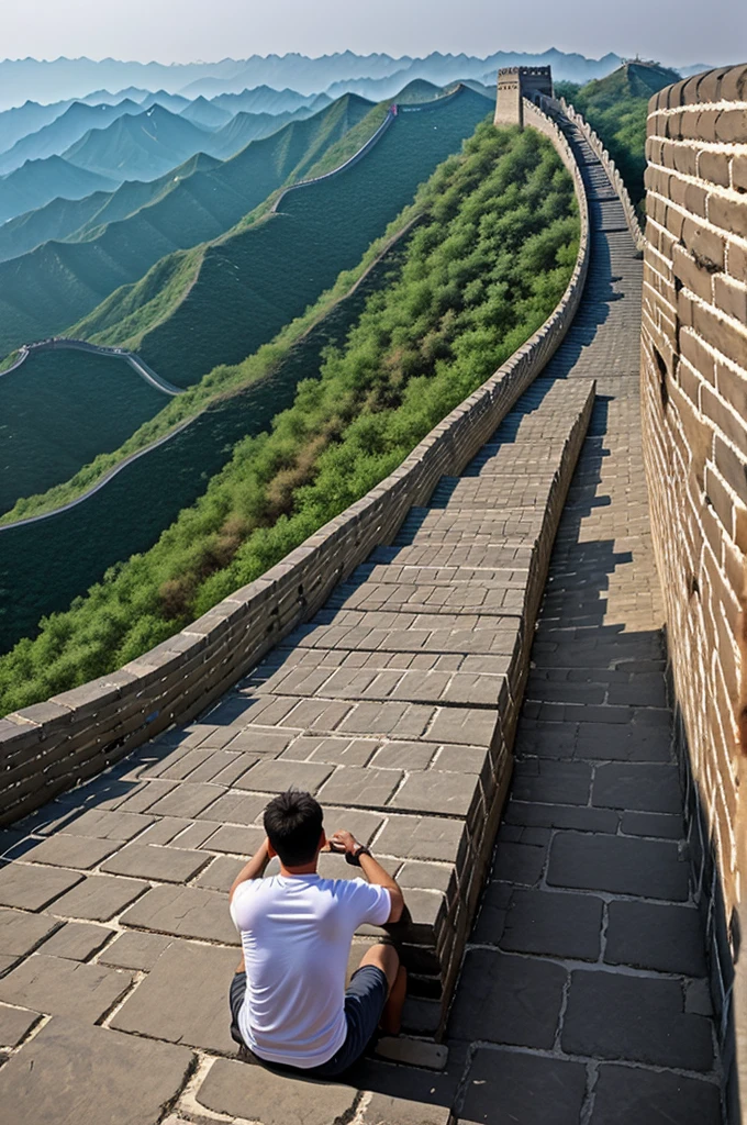 Workers building great wall of china 