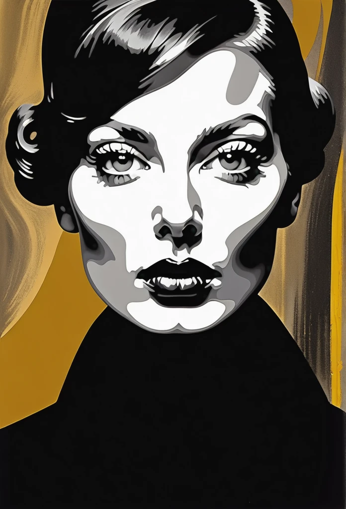 Ultra Details, masterpiece, stylisch Contempt morden painting, black and white portrait in the style of richard avedon, face obscured with black, mustard, powder red, brandy impasto swirls in the style of jean-luc almond, vintage elegance, Dynamic pose, high-contrast lighting, textured finish --ar 4:5 --stylize 0.7