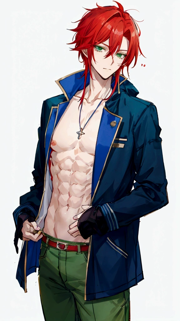 Kaito: Messy red hair, freckled complexion, green eyes, slightly taller at 5'9" (175 cm) with a muscular build. He often wears casual clothes, typically leaning towards darker colors.