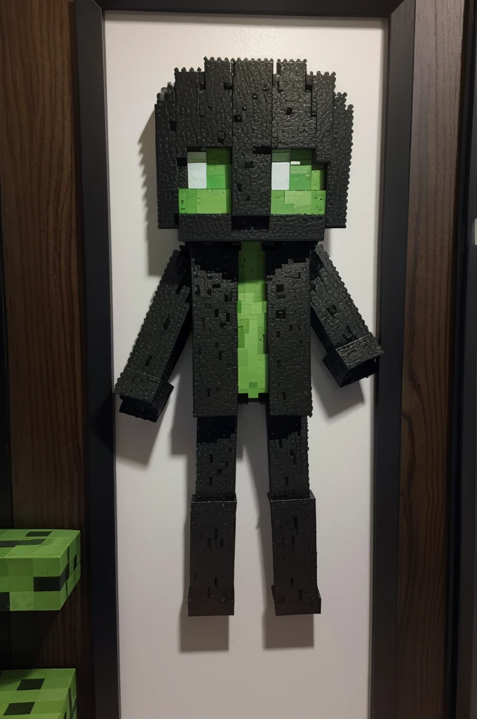 make a picture of a zombie creeper and enderman on the same body minecraft