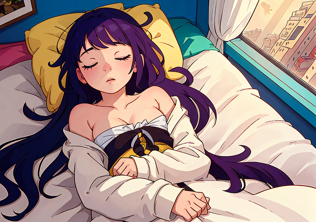 A lazy girl sleeping in her room