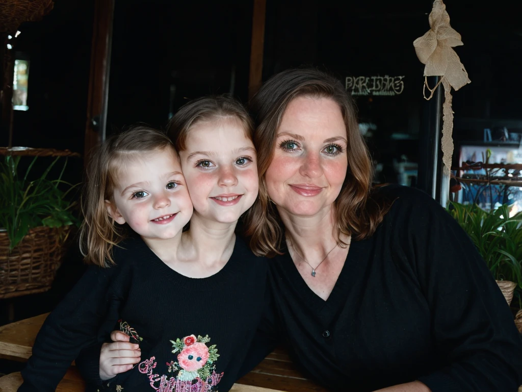 2heads, mom and daughter, (one head:1.5 child), (one head:1.5 adult)
