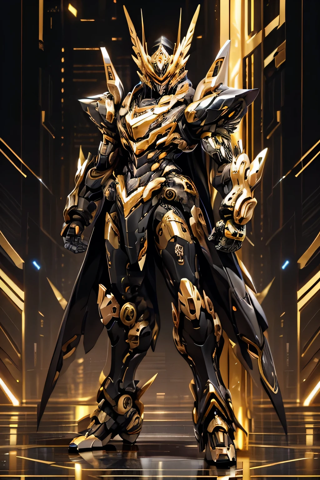 black and gold robot, full body image