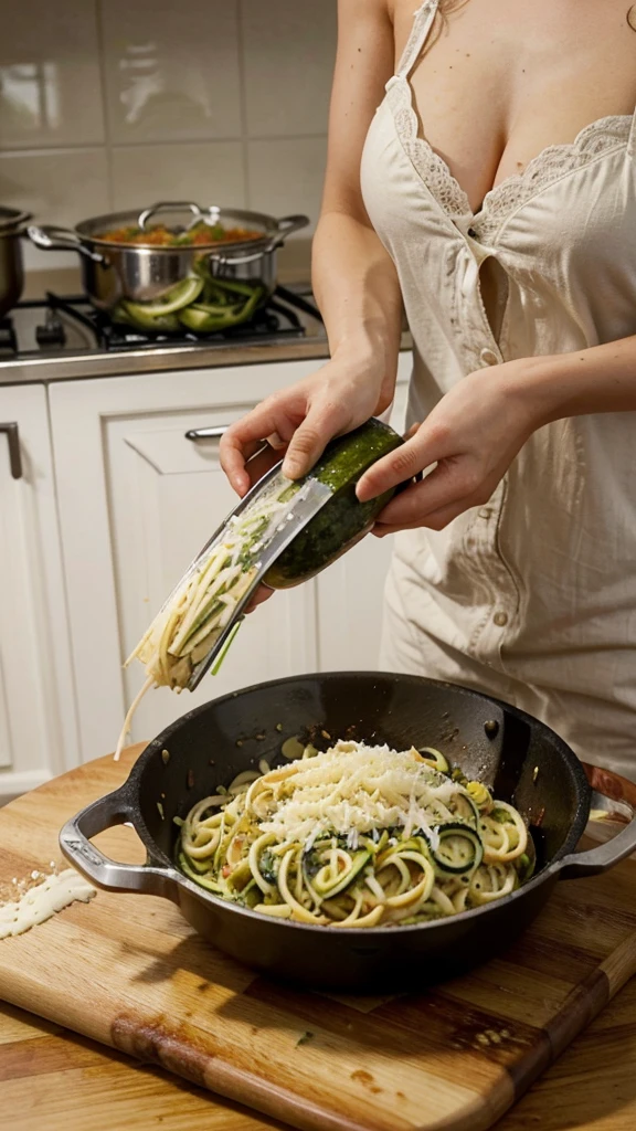 Keto Chicken Alfredo with Zoodles

Ingredients:

	•	2 medium zucchinis
	•	2 boneless, skinless chicken breasts
	•	2 tablespoons olive oil
	•	Salt and pepper to taste
	•	2 cloves garlic, minced
	•	1 cup heavy cream
	•	1/2 cup grated Parmesan cheese
	•	1/4 cup cream cheese
	•	1 teaspoon Italian seasoning
	•	1 tablespoon fresh parsley, chopped (optional)

Instructions:

	1.	Prepare the Zoodles:
	•	Use a spiralizer to create zucchini noodles (zoodles) from the zucchinis. Set aside.
	2.	Cook the Chicken:
	•	Season the chicken breasts with salt and pepper.
	•	In a large skillet, heat 1 tablespoon of olive oil over medium-high heat.
	•	Add the chicken breasts and cook for about 5-7 minutes on each side, until fully cooked and golden brown.
	•	Remove the chicken from the skillet and set aside to rest. Once cooled, slice the chicken into thin strips.
	3.	Make the Alfredo Sauce:
	•	In the same skillet, add the remaining tablespoon of olive oil and the minced garlic. Sauté for about 1 minute until fragrant.
	•	Pour in the heavy cream and bring to a simmer.
	•	Add the Parmesan cheese, cream cheese, and Italian seasoning. Stir until the cheeses are fully melted and the sauce is smooth and thickened.
	•	Season with additional salt and pepper to taste.
	4.	Combine Everything:
	•	Add the sliced chicken back into the skillet with the Alfredo sauce.
	•	Add the zoodles and toss everything together until the zoodles are coated in the sauce and warmed through. This should only take about 2-3 minutes to avoid overcooking the zoodles.
	5.	Serve:
	•	Transfer the Keto Chicken Alfredo with Zoodles to serving plates.
	•	Garnish with fresh parsley, if desired.
