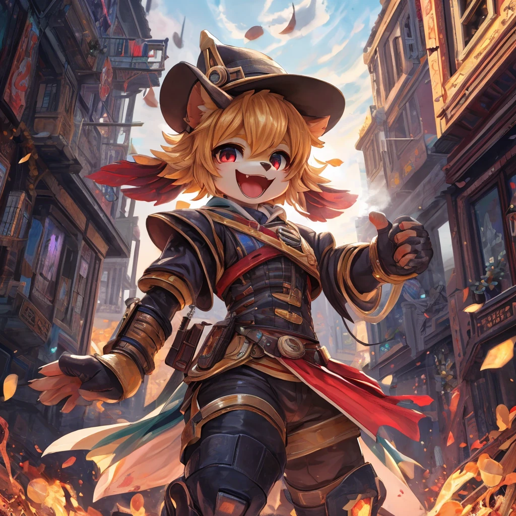 cover_page, highres, top quality, best quality, paid reward available, High-quality illustrations, unparalleled masterpiece, perfect artwork, absurdres, figma, super high resolution, detailed background, Steam punk, Beautiful World Heritage, boys, Happy, joyful(Photos of solo travelers)(kemono, furry anthro)cinematic lighting, dynamic angle,