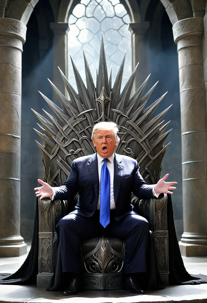 Donald Trump on the throne of Gondor.