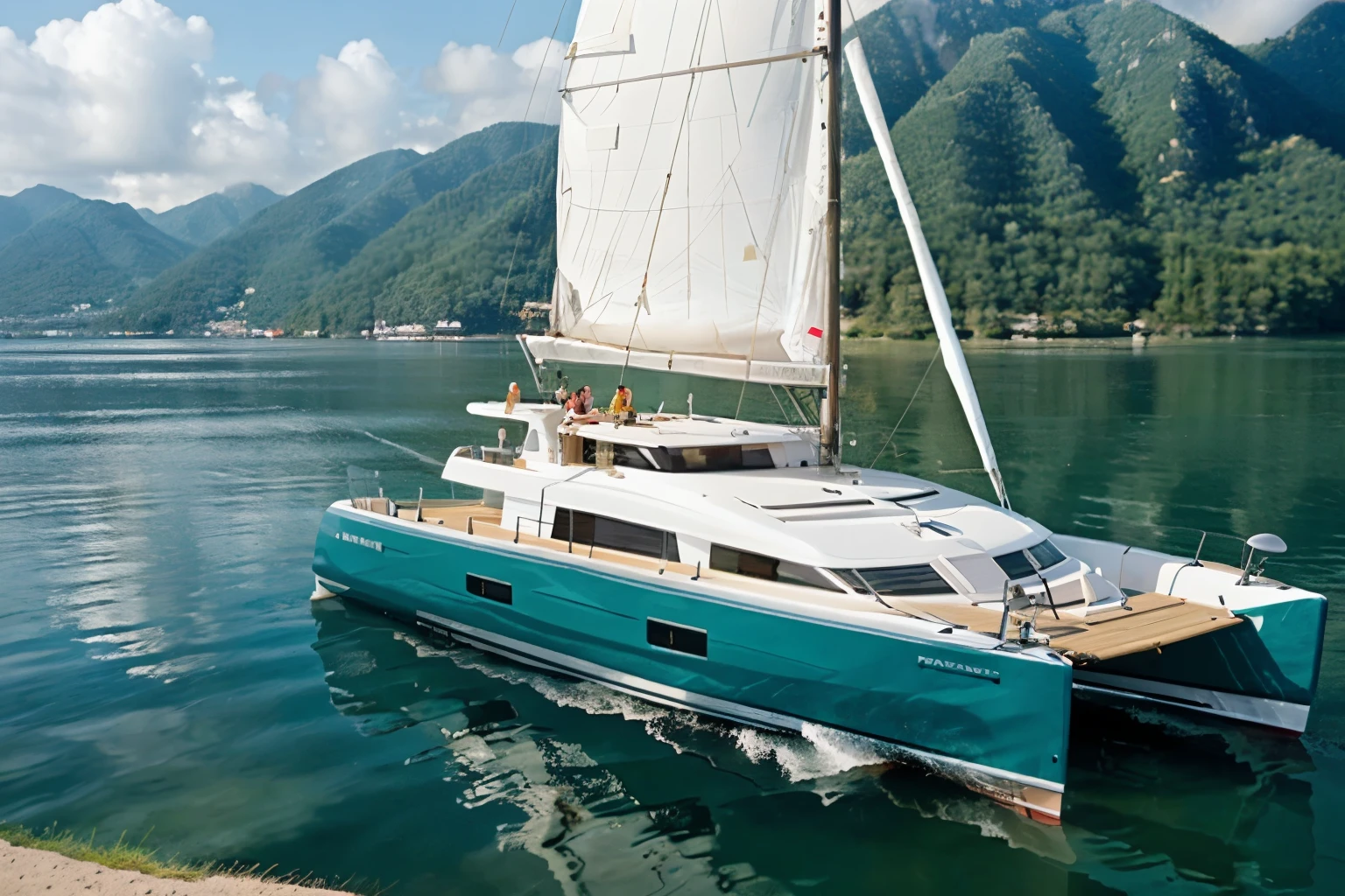 an economical catamaran boat made of bamboo