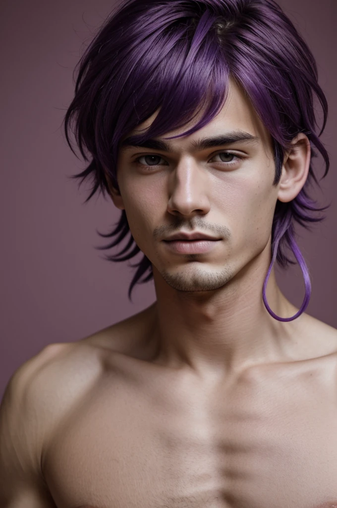 nude boy,nsfw,handaome face,purple hair,high quality,masterpiece
