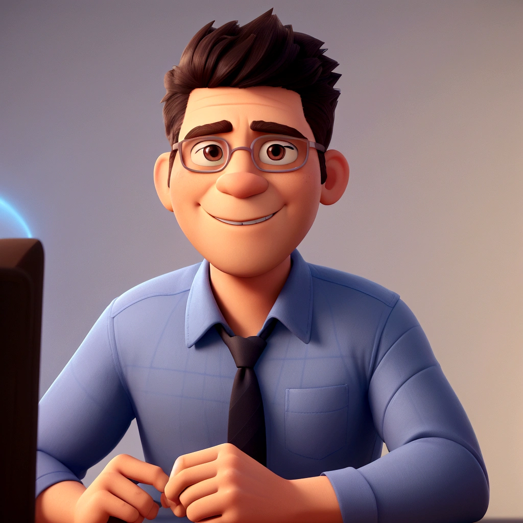 Cartoon character of a man in a blue shirt, animation character, stylized character, animation style rendering, 3d stylized, Arnold Maya rendering, Stylized 3D rendering, toon render screenshot, 3d character, 3d character, Stylized 3D rendering, 3D character rendering, cartoon character, Personagem de close up, character posing, (Pixar-style) (master part:1.2) (bokeh) (best qualityer) (skin detailed) (detailed texture) (8K) (Argilla) (cinematic lighting) (sharp focus