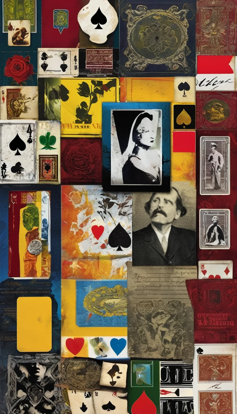 playcard collage, deep colors