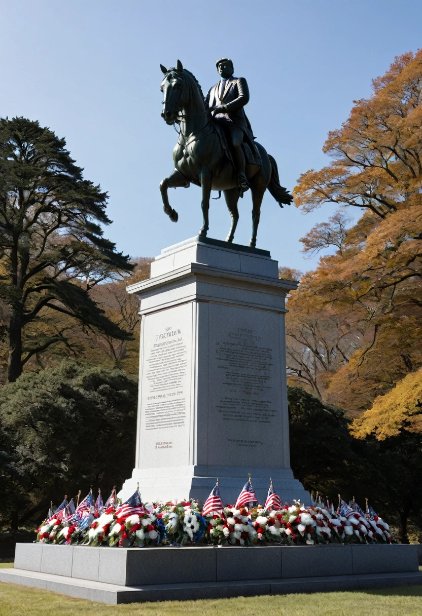 The Lincold memorial with the statue of Lincold replaced with Trump.