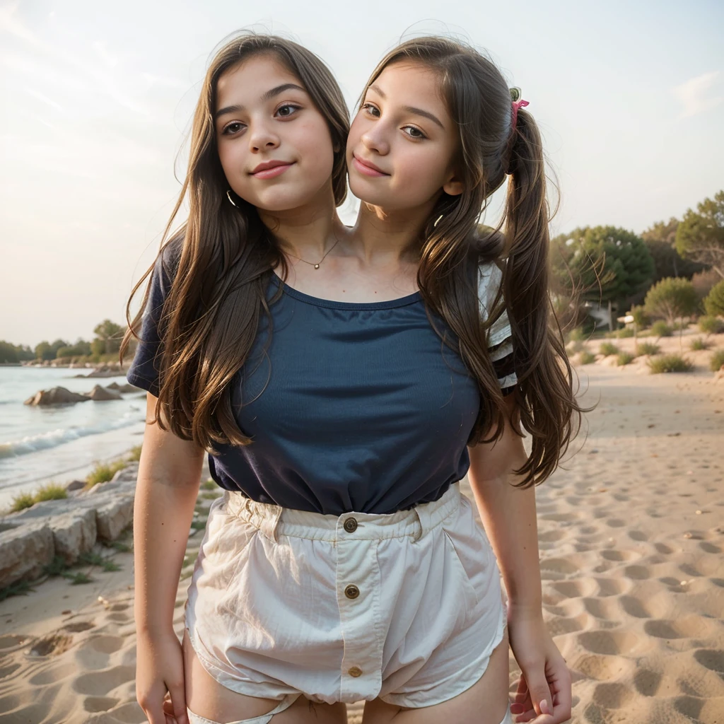 Two naked  girls kissing on the mouth on a beach in a sexual position