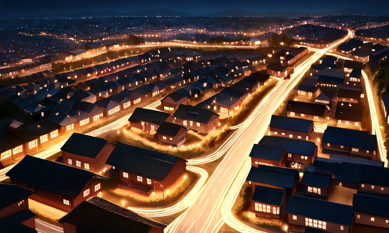 several houses seen from above, imagem realista