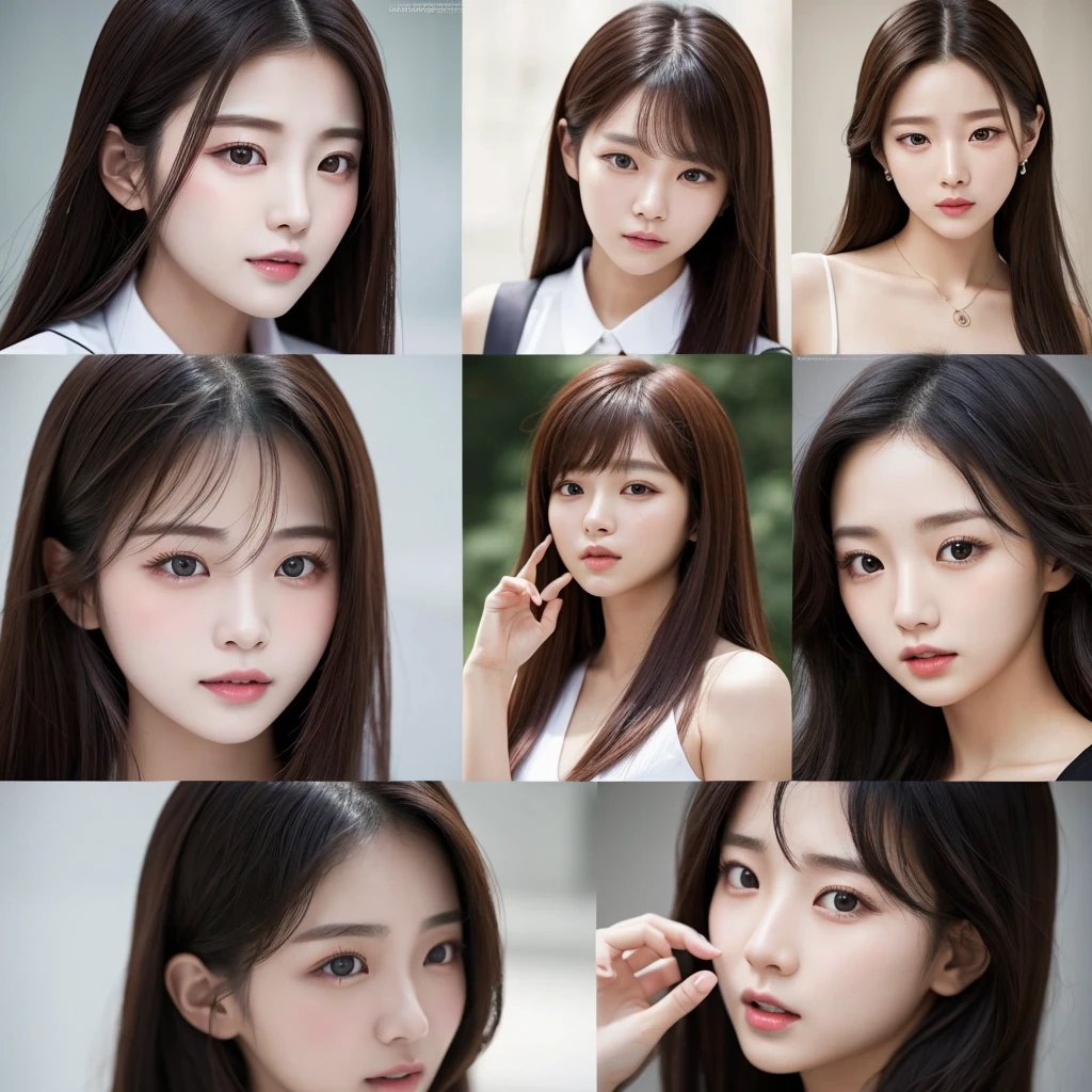 Close-up shots of four Korean beauties with captivating expressions。The women's faces are highlighted、It expresses an intense and captivating gaze.。