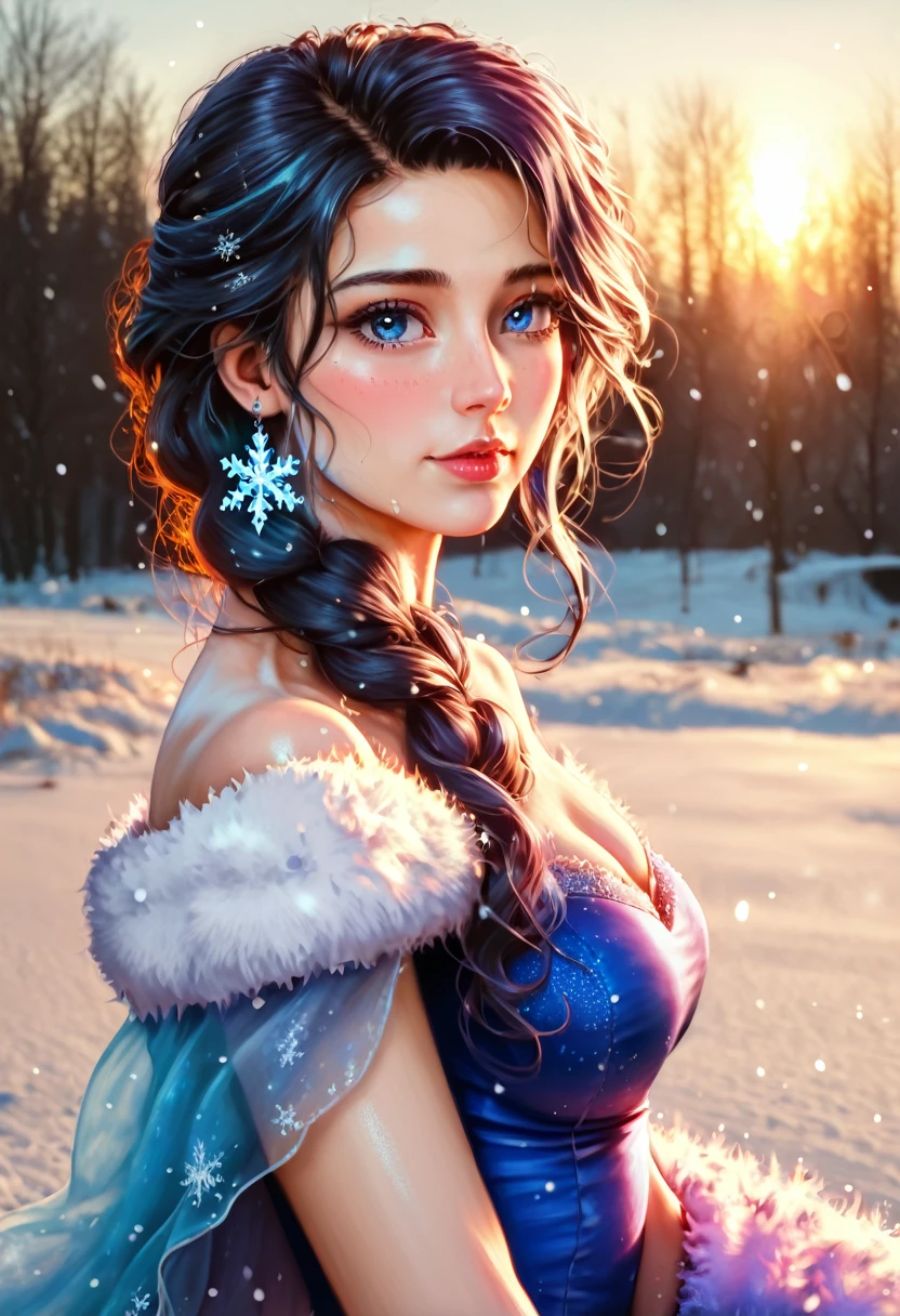 a girl, snow golem, unique beauty, fantasy, magical, ethereal, elegant, serene, peaceful, snowflakes, winter, cold, soft lighting, cinematic, dramatic, (best quality,4k,8k,highres,masterpiece:1.2),ultra-detailed,(realistic,photorealistic,photo-realistic:1.37),HDR,UHD,studio lighting,extreme detail description,vivid colors,cinematic lighting