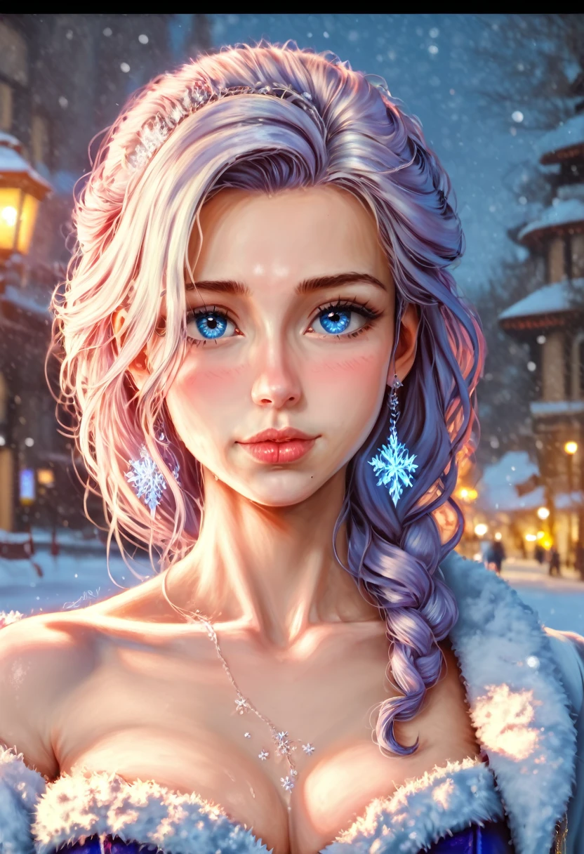 a girl, snow golem, unique beauty, fantasy, magical, ethereal, elegant, serene, peaceful, snowflakes, winter, cold, soft lighting, cinematic, dramatic, (best quality,4k,8k,highres,masterpiece:1.2),ultra-detailed,(realistic,photorealistic,photo-realistic:1.37),HDR,UHD,studio lighting,extreme detail description,vivid colors,cinematic lighting