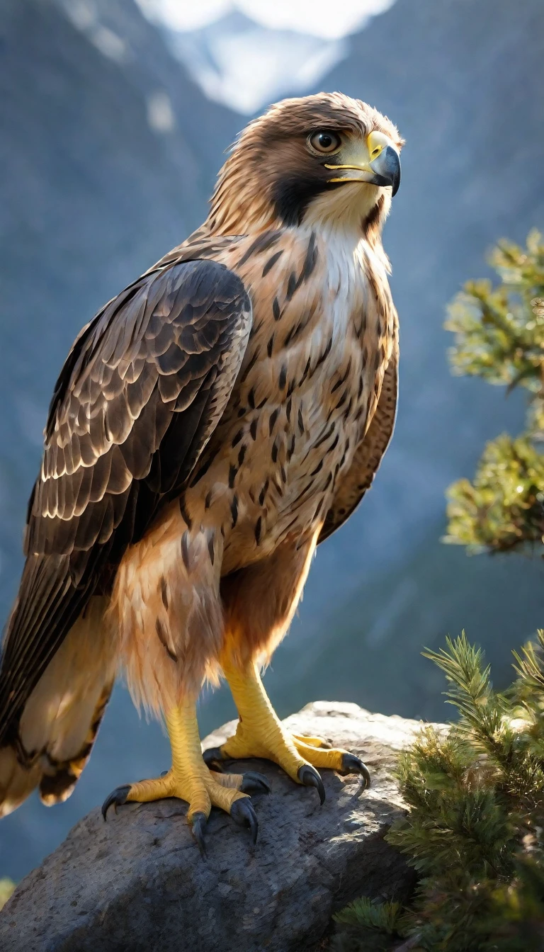 Mountains and forests，There is a kind of beast，Looks like a hawk，With a pair of human hands(best quality，4K，8K，High level，masterpiece：1.2），Ultra Detailed，（lifelike，Photo real，Photo real：1.37），Highly detailed animals，Realistic lighting，Fantasy Creatures