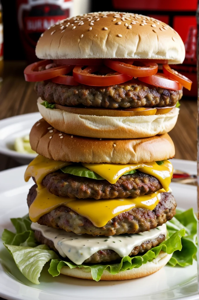 Hamburger with bull horns that says burguer buss