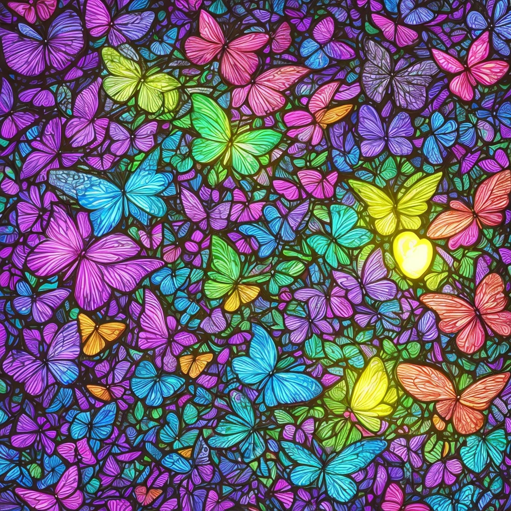 a painting of butterflies in a forest with blue and purple lights, glowing blue butterflies, glowing butterflies, luminescence，highly detailed, bioluminescent forest floor, by David B. Mattingly, by Tim Doyle, jen bartel, psychedelic black light, kilian eng vibrant colours, kilian eng vibrant colors, by Jason Benjamin, filled with bioluminescence