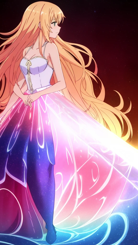 beautiful girl, puffy tiered ballgown, vibrant pastel colors,(20years old,madure female),(angry),closed mouth,white dress,cleavage,sleeveless,((glowing blonde long hair)), magical lights, sparkling magical liquid, inspired by Glen Keane, inspired by Lois van Baarle, disney art style, by Lois van Baarle, glowing aura around her, by Glen Keane, jen bartel, glowing lights! digital painting, flowing glowing hair, glowing flowing hair, beautiful digital illustration, fantasia background, whimsical, magical, fantasy, ((masterpiece, best quality)), intricate details, highly detailed, sharp focus, 8k resolution, sparkling detailed eyes, liquid watercolor,red theme,red moon,forest,night,profile,(extra arms)