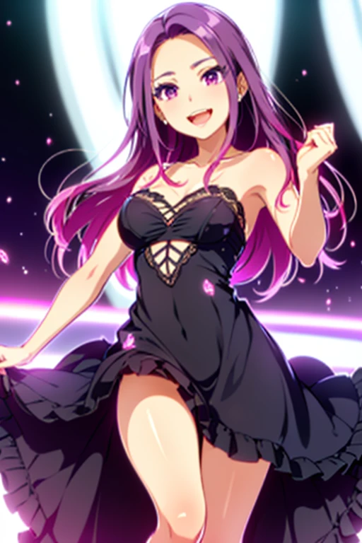 (seira sodeshiro) (highest quality) (very sensual, positive energy) (((solo lady))) (delicate face) (long disheveled hair) ((tanned skin)) (penetrating look) ((extremely pretty)) (she is close to you)) ((teasing you with her hair)) ((your pov)) ((lively colours)) ((loveliest girlfriend)) ((she is elegantly dancing)) ((in black ballerina dress)) ((happy expression))
