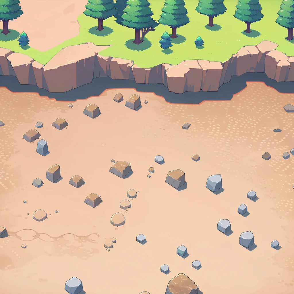 retro video game style,pixelated vibran colors,8-bit characters,blocky shapes,sharp lines,detailed shading,classic gaming vibe,nostalgic atmosphere,classic arcade games,masterpiece:1.2,ultra-detailed,illustration style, 2d texture, stone texture, 4 k seamless mud texture, video game texture, dirt texture, game tileset, grass, 3/4th perspective trees, cliff formation game tileset, cliff texture game tileset, 3/4th perspective forest, topdown view, game texture, game art, dirt, , tileable texture, top down view, 3/4th perspective