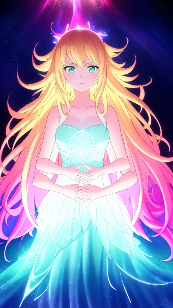 beautiful girl, puffy tiered ballgown, vibrant pastel colors,(20years old,madure female),(angry),closed mouth,white dress,cleavage,sleeveless,((glowing blonde long hair)), magical lights, sparkling magical liquid, inspired by Glen Keane, inspired by Lois van Baarle, disney art style, by Lois van Baarle, glowing aura around her, by Glen Keane, jen bartel, glowing lights! digital painting, flowing glowing hair, glowing flowing hair, beautiful digital illustration, fantasia background, whimsical, magical, fantasy, ((masterpiece, best quality)), intricate details, highly detailed, sharp focus, 8k resolution, sparkling detailed eyes, liquid watercolor,forest,night,(extra arms),(dynamic angle)