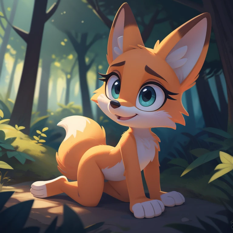(by qupostuv35:0.8), (by siroc:0.8),
female, (Detailed face), [(thin:1.1) : small  : (fox):4], (Detailed face), (more details, detailed background:1.1), lush eyelashes, tail, in the dark forest