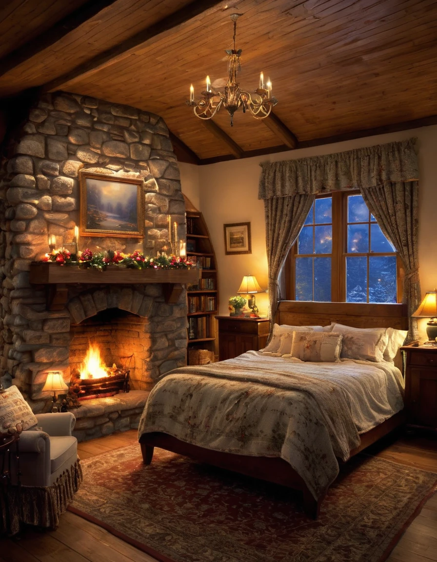  with a blanket, thomas kinkade. cute cozy room, cozy and calm, cozy setting, very cozy, cozy wallpaper, cozy room, cozy place, cozy and peaceful atmosphere, cosy enchanted scene, cozy candlelight, cozy environment, cozy bed, soothing and cozy landscape, cozy atmosphere, cosy fireplace