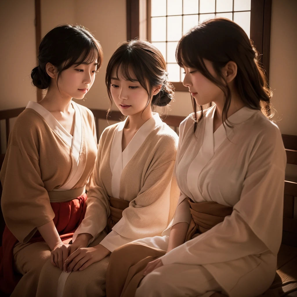 Prompt:
"Three beautiful Japanese women sing with emotion in an intimate and warm atmosphere. The scene is warm and intimate, with slow panning and tilting shots capturing their emotional performance. The lighting is warm and soft, emphasizing their emotional expression."