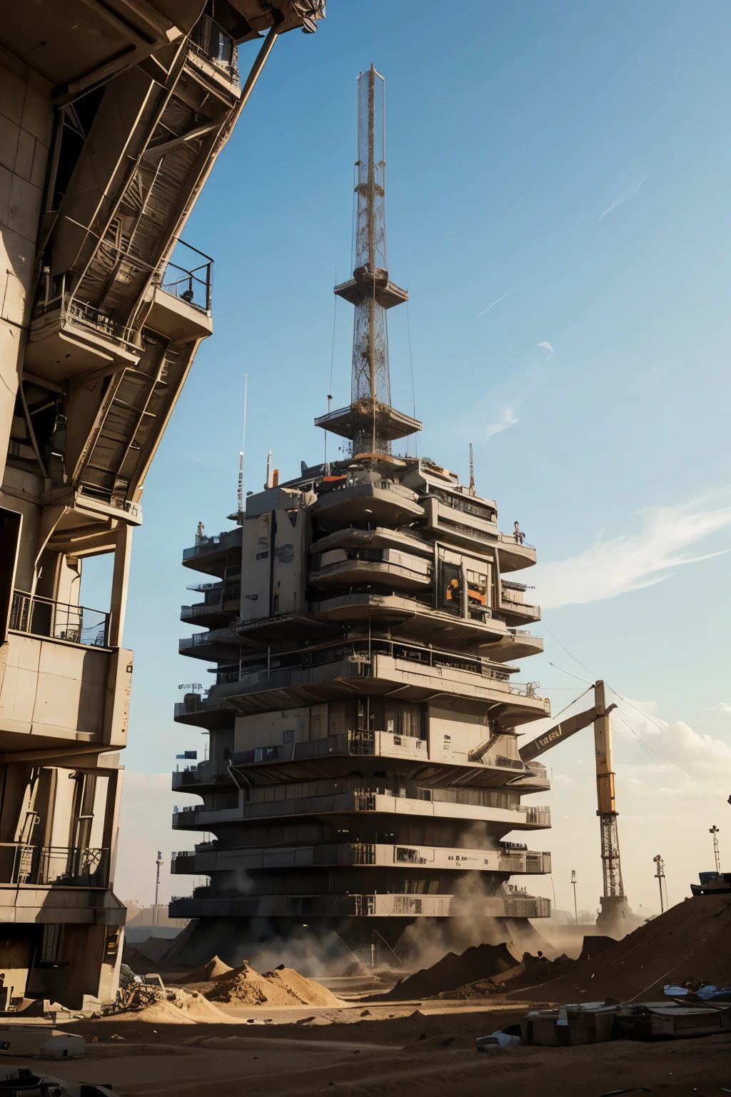Futuristic technological excavation,capable of carrying out constructions automatically