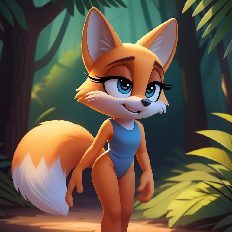 (by qupostuv35:0.8), (by siroc:0.8),
female, (Detailed face), [(thin:1.1) : small  : (fox):4], (Detailed face), (more details, detailed background:1.1), lush eyelashes, tail, in the dark forest