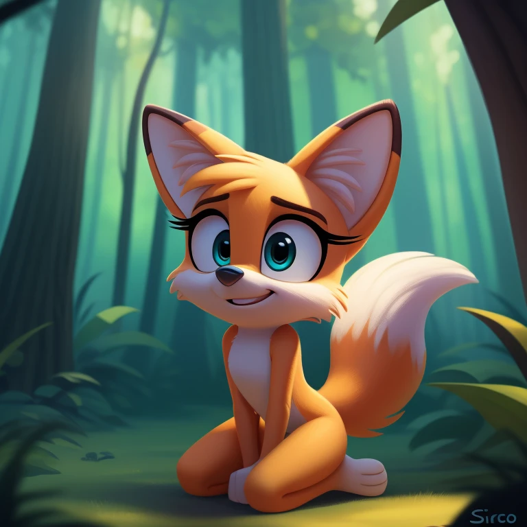 (by qupostuv35:0.8), (by siroc:0.8),
female, (Detailed face), [(thin:1.1) : small  : (fox):4], (Detailed face), (more details, detailed background:1.1), lush eyelashes, tail, in the dark forest