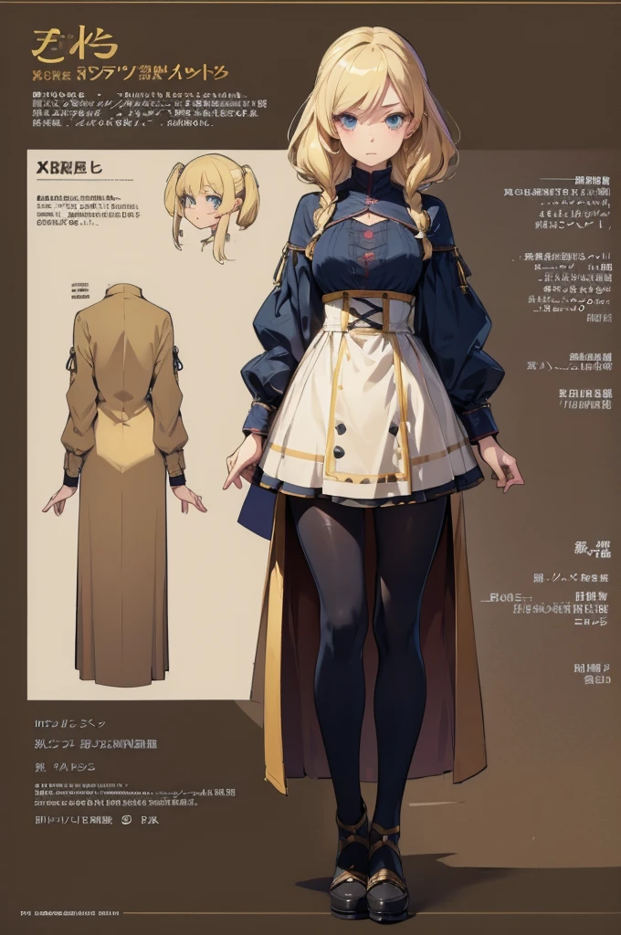 line-art, art book, design sheet, 8k, best quality, design, equipment design, geometry, fashion, 8k, ultra-detailed, fantasy villager girl, anime girl, blonde hair, peasant girl, thin girl