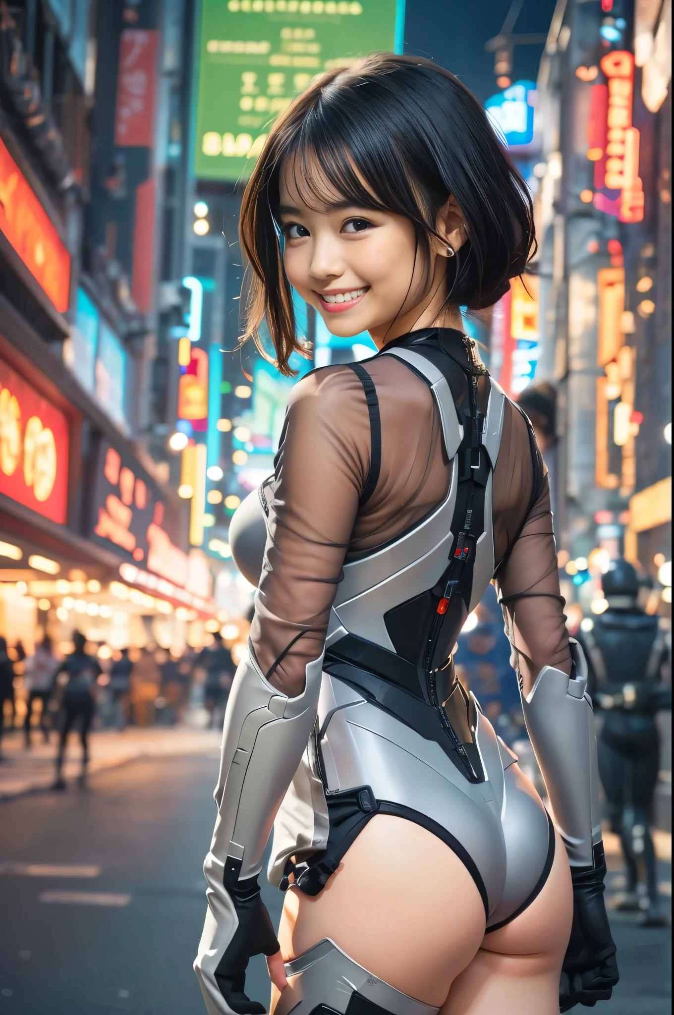 (8K、Raw photography、Highest quality、masterpiece:1.2),(Black Hair、Dark Eyes:1.9),(Plug Suit:1.6)、View your viewers,Front view,White skin,(:1.4)、(Tight waist:1.6)、(Clothes that accentuate the shape of the breasts:1.0)、(Big Breasts :1.3)、Slim figure、Ultra-high resolution,beautiful,beautiful fece,(One person、No background:1.9),whole bodyボディー,Japanese women,(reality的:1.37)、Photon Mapping,reality、(Baby-faced and cute: 1.4)、(Cute Smile: 1.8)、(Round face: 1.8)、Radio City、Physically Based Rendering、Depth of field rally background、photograph, (I can see your knees、Thigh close-up:1.8),(:1.6),whole body、Great quality
