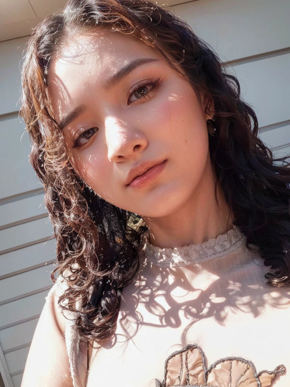 a beautiful young asian woman, slim body, elegant dress, flowing hair, delicate facial features, intricate makeup, serene expression, outdoor garden with flowers, natural lighting, (best quality,4k,8k,highres,masterpiece:1.2),ultra-detailed,(realistic,photorealistic,photo-realistic:1.37),intricate details,vibrant colors,cinematic lighting,portrait,elegant,ethereal