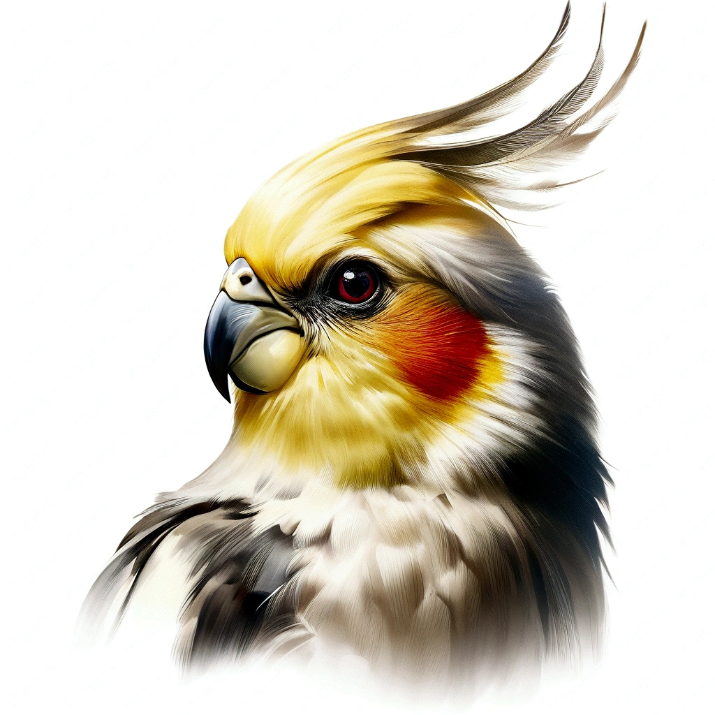 araffe with a yellow and white head and a red eye, cocky, cocky expression, yellow beak, digital art animal photo, hd illustration, animal portrait, birb, digital airbrush painting, realistic illustration, ultra realistic illustration, hypperrealistic illustration, with a yellow beak, feathered head, air brush illustration, cocky smirk