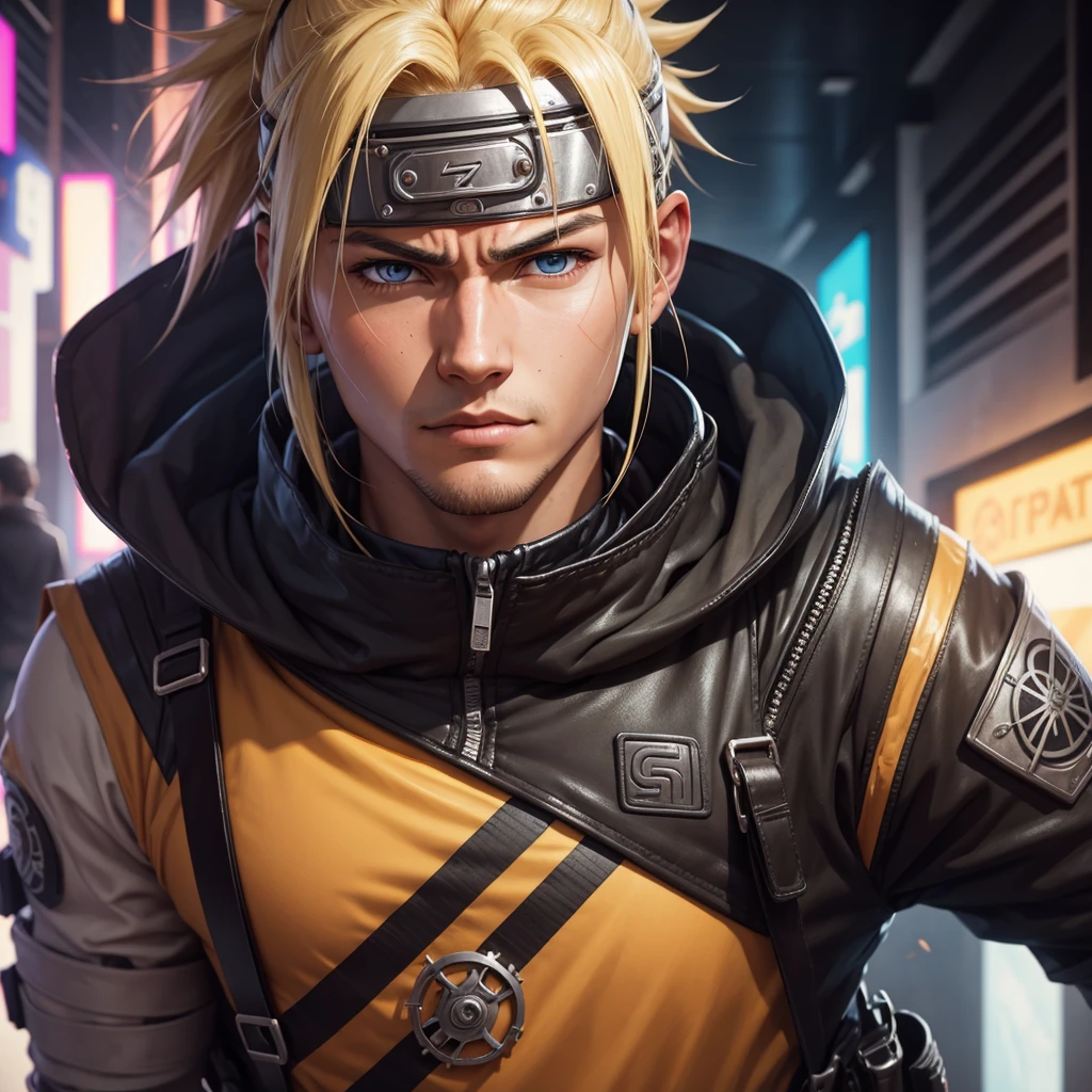 close up on the face naruto in cyberpunk more details