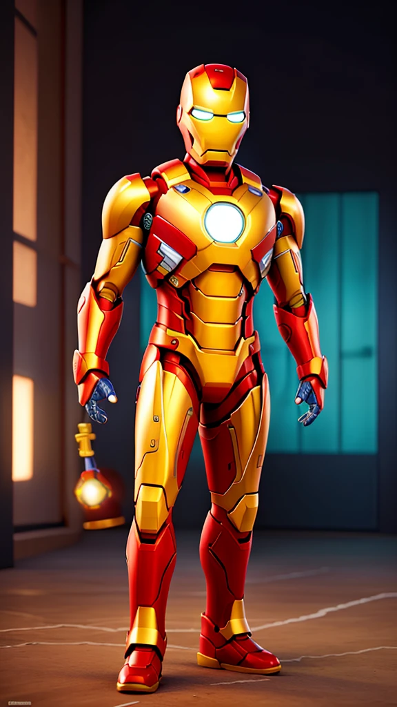Generate a 3D realistic image of Iron Man in his official suit, transformed into a Brazilian version. Imagine the iconic Iron Man suit with a Brazilian twist - incorporating elements like the colors of the Brazilian flag, intricate designs inspired by Brazilian culture, and any other unique characteristics that would make it distinctly Brazilian. Capture the essence of Brazil in this new interpretation of Iron Man, combining cutting-edge technology with vibrant Brazilian flair.