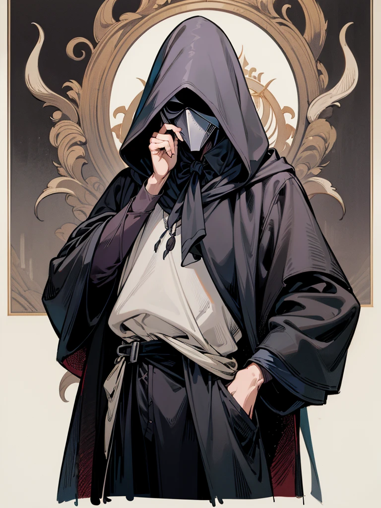 Put your hand in your pocket, The hair stands up, Final Fantasy, plague doctor,young male, Fantasy, handsome ,Talk a lot, Middle Ages, Shot hair, plague doctor,portrait,hood