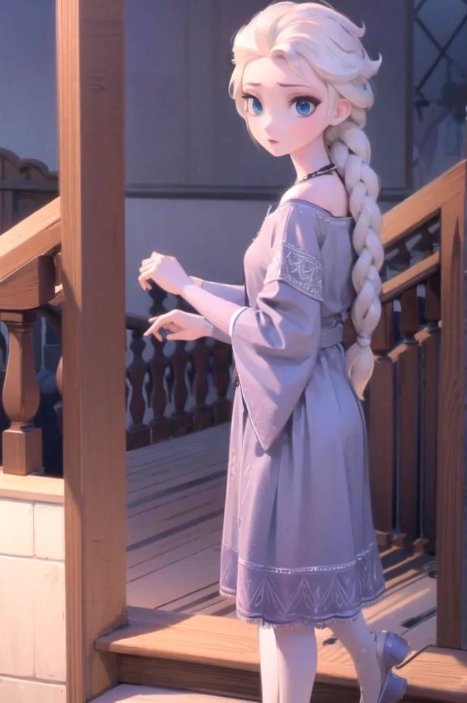 ((best quality)), ((masterpiece)), (detailed), 1girl, white hair. Blue eyes. Braid.