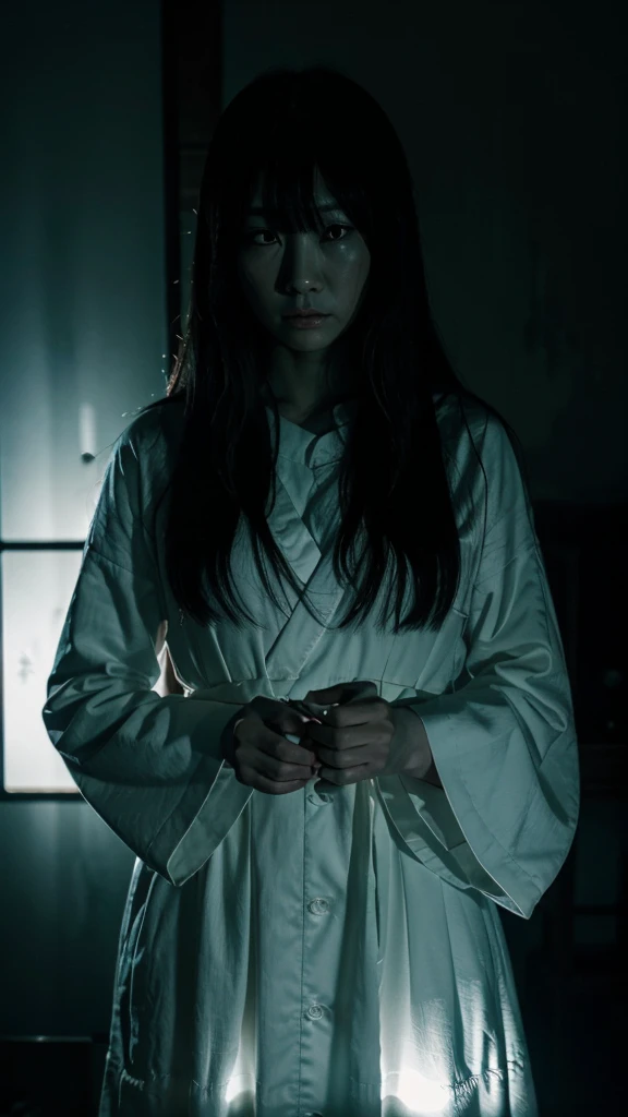 Sadako, japanese ghost, ghost story, horror vision, horror movie, dark ambient horror movie light effect