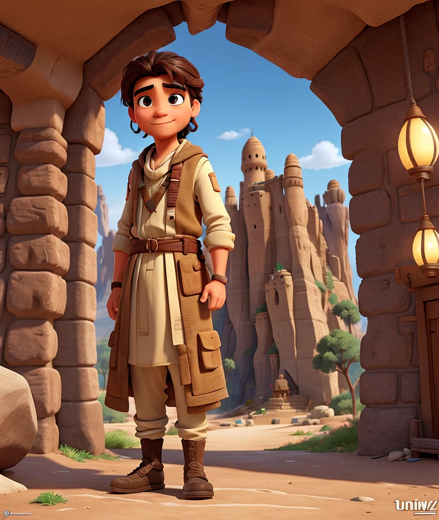 Create a realistic image of Afghanistan personified as a Disney character. Imagine Afghanistan as a character with features that capture its essence - rugged terrains reflecting its challenging past, vibrant cultural elements symbolizing its rich heritage, and resilient demeanor showcasing its strength. Visualize this character in a way that seamlessly integrates Afghanistan's unique characteristics into a Disney-like persona, ready to embark on a new animated adventure.