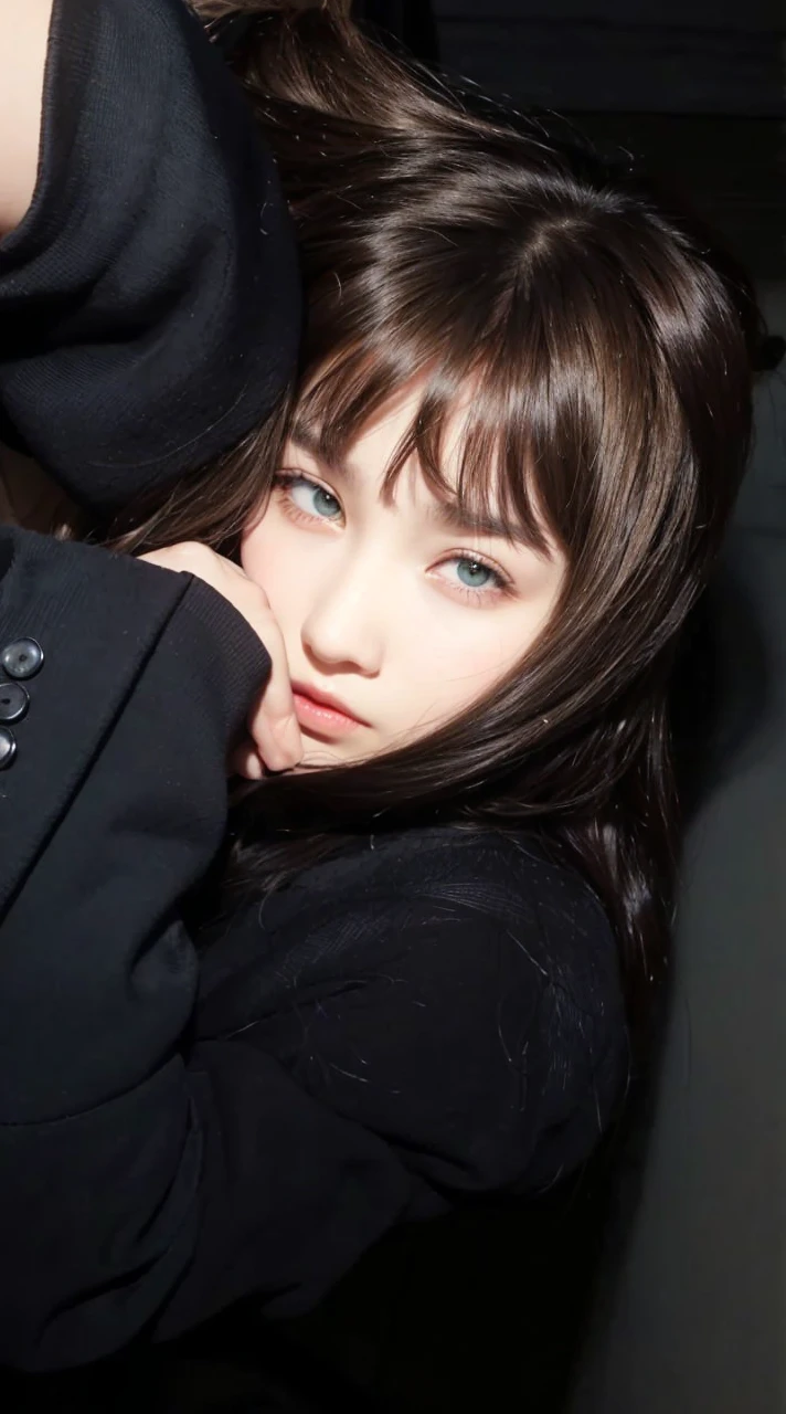 Make your hair light brown, change your eyes to a greenish honey color and define your features.