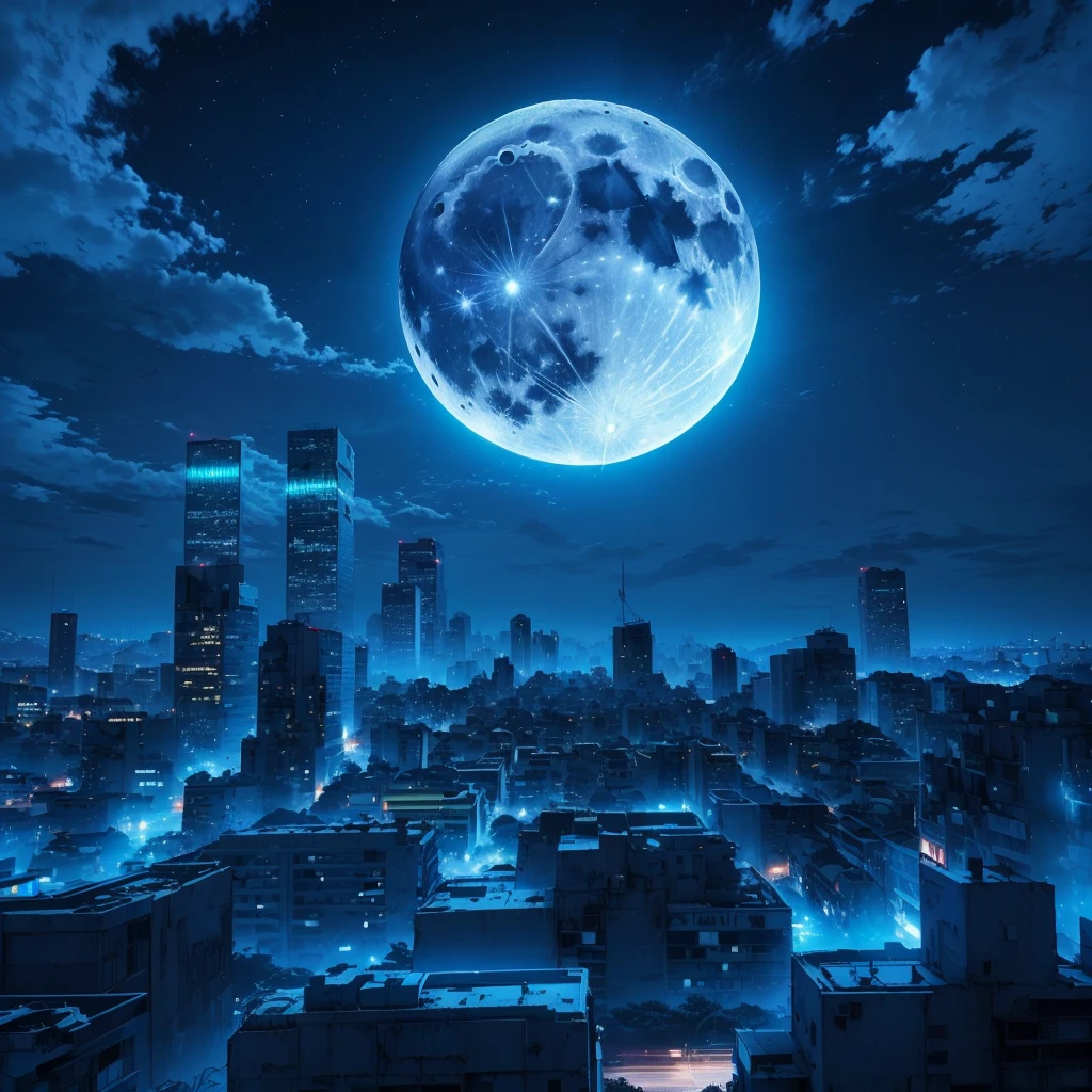 cidade noturnascape with full moon and clouds in the sky, a lua é grande e na cidade, cidade na lua, cidade noturna, cidade noturnascape, rua da cidade na lua, cidade cyberpunk noturna, cidade noturna in the background, noite - fundo da cidade, fundo da cidade à noite, cidade noturna on the background, noite em Gotham City, paisagem noturna de ficção científica