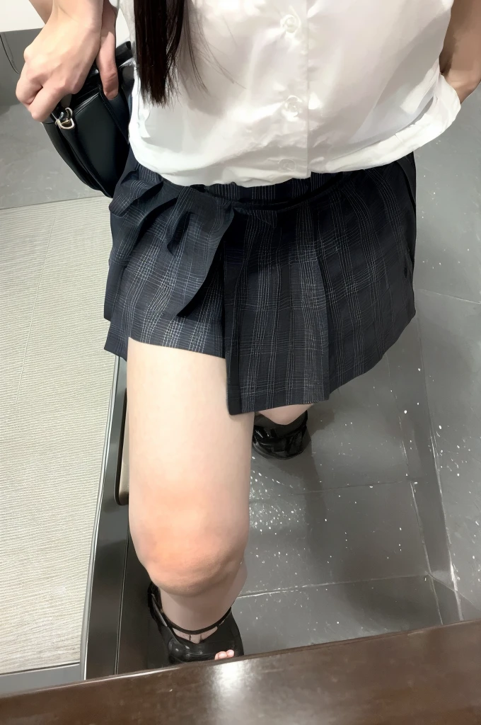 Lift up your skirt、Showing panties、、Black Hair、Showing panties、Lift up your skirt、Pull up your skirt、Condescending expression、A look of contempt、School classroom