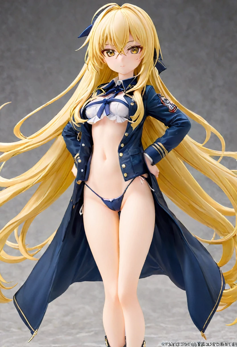 BREAK Perfect Anatomy、(High resolution:1.2)、Incredible illustrations、(Cute illustrations:1.2,nsfw),(Beautiful background,)1gial((blonde hair,shiny hair,hair intakes,long hair)(doyagao)(Black coat,Combat Uniform,SILKthong,garter straps,Eye patch),(a girl, ,height 1.7meters, 40kg),,17-year-old,flat chest)Cosplayer surrounded by people